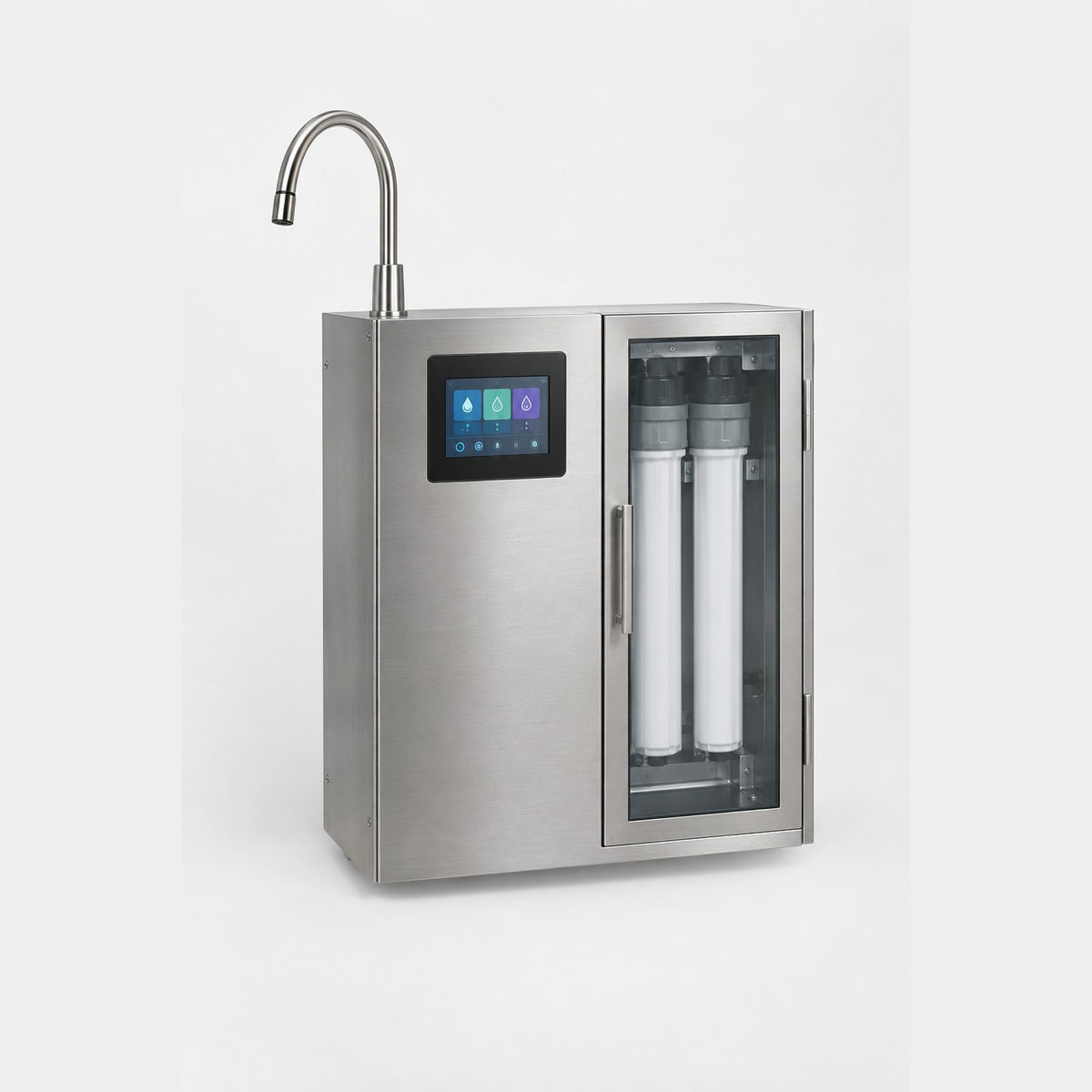 Commercial 13-Plate High-Flow Water Ionizer stainless cabinet with gooseneck spout